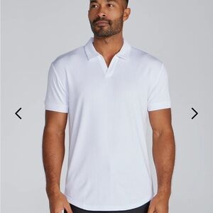 Men's Ribbed Short Sleeve Open V Polo
